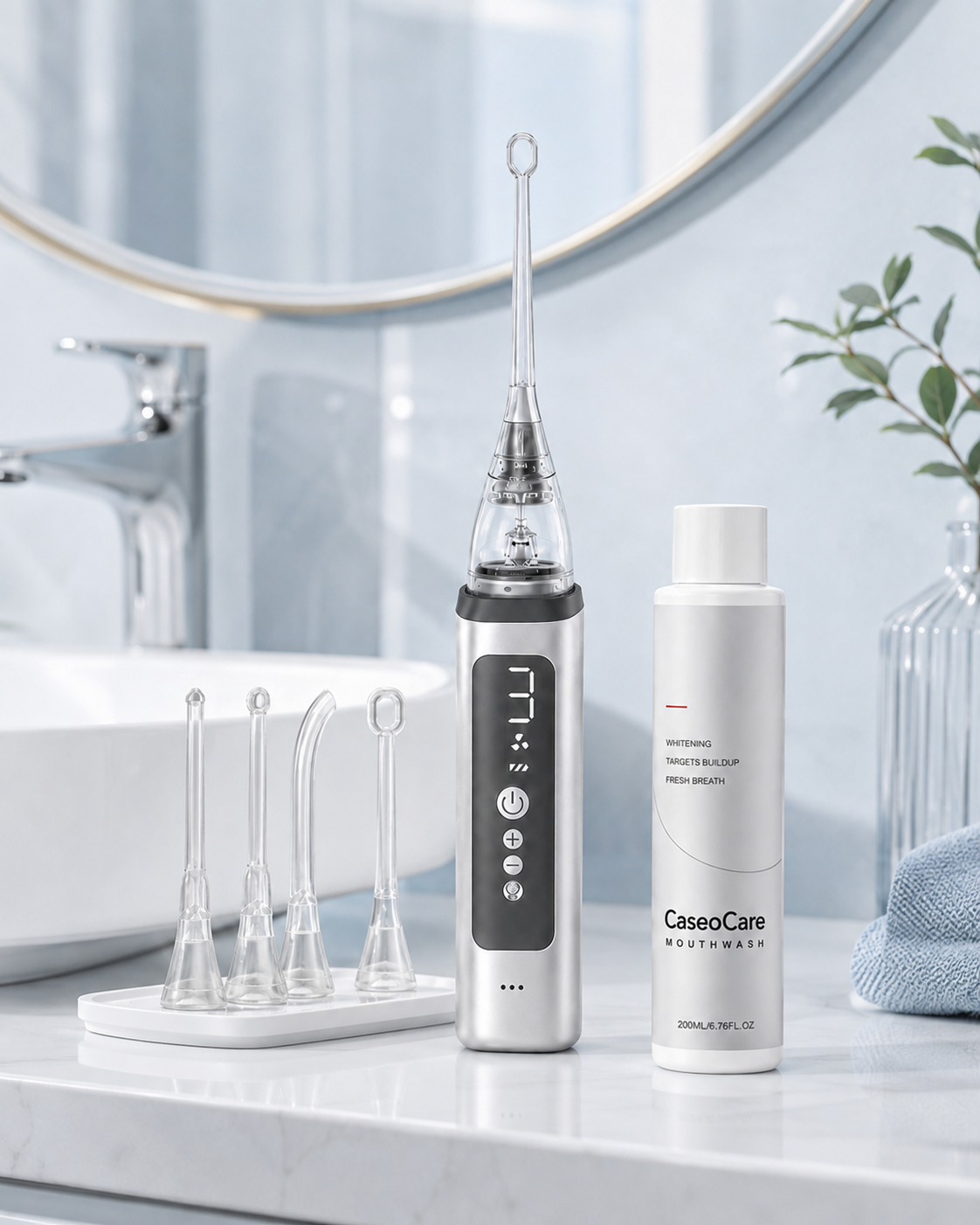 Routine Caseocare dans une salle de bain premium